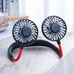 Electric Fans Portable Neck Fan USB Ceiling Handsless Personal Mini Lazy 360 degree Rotating Cooling WearableH240313