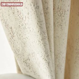 Curtains Custom Nordic Luxury Jacquard Curtains for Living Room Bedroom Modern Simple Chenille Warm Beige Thick High Shading Window