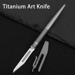 Camping Hunting Knives Titanium scalpel pocket knife EDC universal portable knife Survival outdoor gadgets emergency hand tools with 10-blade 240315