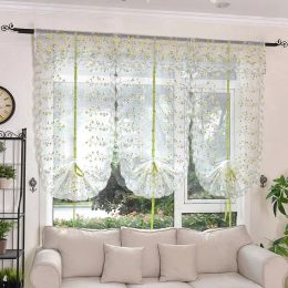 Curtains Curtains Pastoral Style Transparent Pull Curtains Embroidered Tulle Bay Window Garden Stick Curtain Gauze Lace Voile Curtain