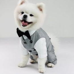 Dog Apparel Pet Wedding Birthday Party Costume Tuxedo Suit For Small Medium Large Breed Formal Vest With Bow Tie Gentleman285S