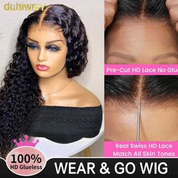 Synthetic Wigs Deep Wave Glueless Wig Hair To Wear And Go PrePlucked For Women Precut 13x6 Frontal Curly Lace Front Wigs Sale ldd240313