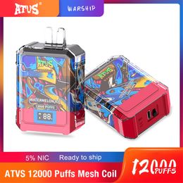 Original ATVS puffS vaper 12000 Disposable Vape Pod Device vapers puffs 12K 18K Rechargeable e cigarette Mesh coil
