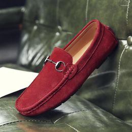 Casual Shoes 38-47 Big Size Men Leather Suede Mens Loafers Fashion Slip On Footwear Male Flats Driving Shoe Soft Moccasins