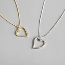 Pendants Simple Hollow Heart 925 Sterling Silver Necklace