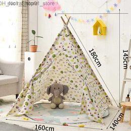 Toy Tents Toy Tents Portable 1.8M Childrens Tents Tipi Play House Kids Cotton Canvas Indian Play Tent Wigwam Child Toy Teepee Room Decoration Q231220 L240313