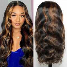 Highlight Ombre Lace Front Wig Human Hair 180% Density 1B/30 Body Wave Human Hair Wig 13x4 Lace Front Wig