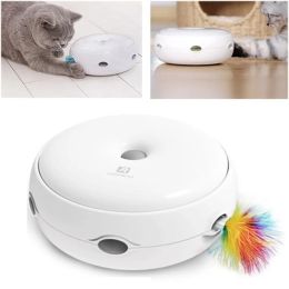 Toys Smart Electric Cat Toy Interactive Turntable Funny Game Toy For Kitten Cat Play Moving Toy With Feather Cat Teaser Accessory