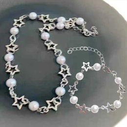 Other Goth Hollow Star Pearls Choker Necklace for Women Beaded Pendant Necklaces Aesthetic Jewelry Sweet Cool Bracelets Gift L24313