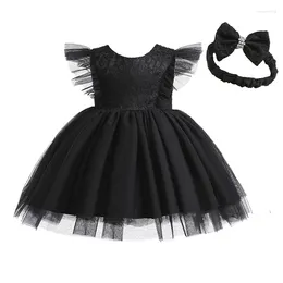 Girl Dresses 0-24M Black Fashion Gown Red Baby Dress A-line Sash Princess Vestido Born Toddler Clothes 226428