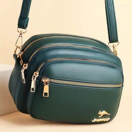 Drawstring High Quality Soft Leather Purse Fashion Women Shoulder Messenger Bag Multi-pocket Wear-resistant Luxury Ladies Handbag Sac