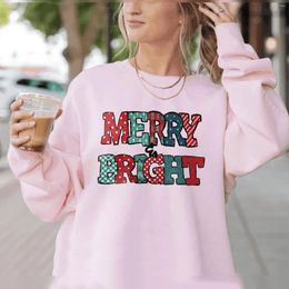 Women's Hoodies Merry Christmas Sweatshirt & Bright Hoodie Tree T-Shirt Gift Ideas Xmas Ornaments Woman Clothing