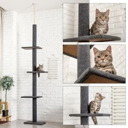 Domestic Delivery Height 238-274cm Tree Condo Scratching Post Floor to Ceiling Adjustable Cat Scratcher Protecting Furniture237K