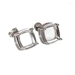 Stud Earrings 925 Sterling Silver 6x6mm Cushion Cut Semi Mount Engagement Wedding Women Setting Trendy