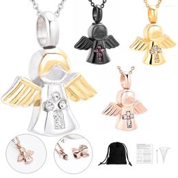 Pendant Necklaces Baby Angel Memorial Urns Necklace For Human/Pet Ashes Urn Customise Girl Boy Gift Charm Cremation Jewellery