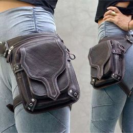 Midcentury Punk Retro Waist Bag Belt Crossbody Ladies Outdoor Leg Protection Riveted Zipper Mobile Phone Packs Fanny Messenger 240308