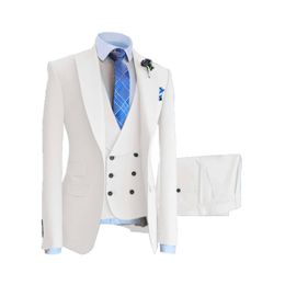 Mens Business Suit 3 Piece One Button White Meeting Party Wedding Formal Ocns 4XL 5XL Increase Lengthen