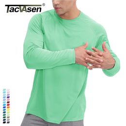 TACVASEN Sun Protection Tshirts Summer UPF 50 Mens Long Sleeve Quick Dry Athlectic Sports Hiking Performance Tee Tops 240312