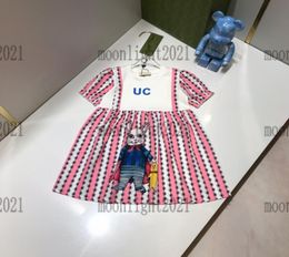 girls fake two pleated dress 2022ss summer shortsleeved skirts pink Colour brand designer t shirts dresses size 90130cm highend 3172980