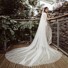 Bridal Veils NZUK Elegant Cathedral Wedding Veil Luxury Pearls With Comb Beaded Accessories 3M