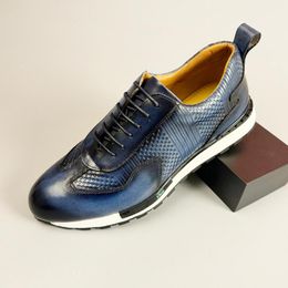 Testa rotonda sport in stile vintage fatti fatti a mano British Lightweight Leather Shoes for Men Lace-Ups Zapatos Hombre A37 239 431