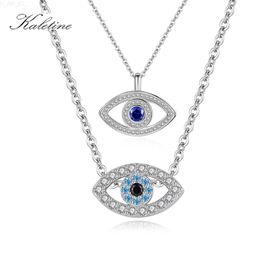 Other KALETINE Fashion Charm 925 Sterling Silver Necklace Luck Turkey Blue Evil Eye Blue Rhinestone Eye Choker Necklace For Women L24313