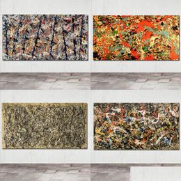 Paintings Large Size Wall Art Canvas Painting Abstract Poster Jackson Pollock Picture Hd Print For Living Room Study Decoration Drop D Dhn6Z