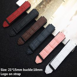 New Colourful Leather silicone Watchband for strap women and watch accessories 15 21mm belt 18mm buckle logo on316R
