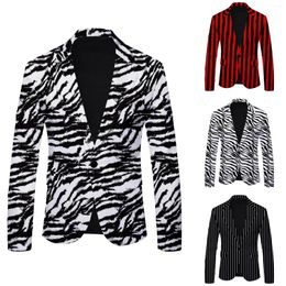 Men's Suits 2024 Striped Corrugated Print Casual British Fashion Street Slim Fit Suit Coat Rain