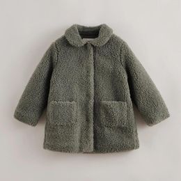 Down Coat MARC&JANIE Girls Spring Autumn Winter Faux Alpaca Mid-Length Cotton Jacket 221723 French Series