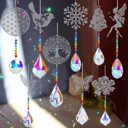 Suncatchers Crystal SunCatcher Prisms Hanging Rainbow Chaser Window Wind Chime Tree of Life Car Art Hanging Pendant Home Garden Decoration