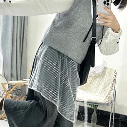 Skirts Spring Summer Fashion Lace Layered Gauze Skirt Apron With Tie Up Harajuku Style Creative Splicing Lace-up Design