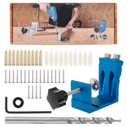 Boren 46Pcs Oblique Hole Locator Woodworking Positioner Drill Bits Pocket Hole Jig Kit 15 Degree Angle Drill Guide Set Carpentry Tools