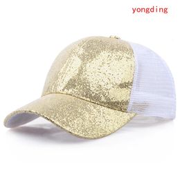 Ponytail Baseball Cap Women Messy Bun Summer Mesh Hats Casual Sport Sequin Caps Drop Hat Cap 240223