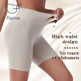 Women's Shorts Flarixa Seamless Safety Pants Womens Shorts High Waist Abdominal Pants Postpartum Body Shaper Comfort Boxer Briefs Skirt ShortsL24313