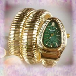 luxury quartz womens gold green blue dial watches fashion day date diamonds ring bee snake clock gifts full stainless steel High Quality Chain Bracelet Watch