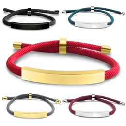 Adjustable Woven Bracelet Stainless Steel Pipe Bar Charm Bracelets for Men Women Jewellery Holiday Gift