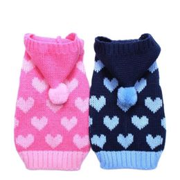 Dog Apparel Cat Sweater Hoodie Hearts Patterns Jumper Pet Puppy Coat Jacket Warm Clothes For Chihuahua Yorkie PoodleDog305L