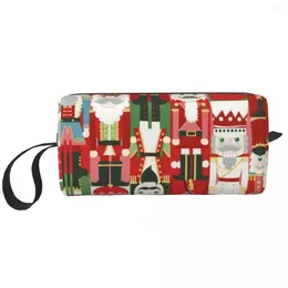 Cosmetic Bags Christmas Time Nutcracker Portable Makeup Case For Travel Camping Outside Activity Toiletry Jewellery Bag
