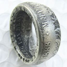 Germany Silver Coin Ring 5 MARK 1888 Silver Plated Handmade In Sizes 8-16296O