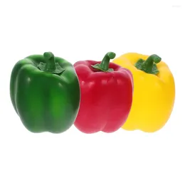 Decorative Flowers 3 Pcs Colourful Bell Pepper Model Cake Decorations Simulation Artificial Chilli False Foam Peppers Fake Vegetable Po Prop