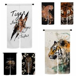 Curtains Tiger Doorway Curtain Japanese Animal Noren Kitchen Hallway Entrance Hanging Halfcurtains Bedroom Restaurant Partition Washable