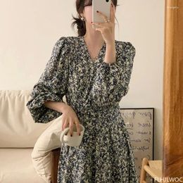 Casual Dresses 2024 Spring Autumn Fenimine Vestidos Women Japanese Style Retro Vintage Floral Printed Cute Sweet Chic Korea Lady Dress