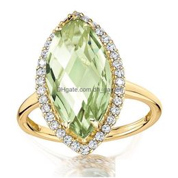 Cluster Rings New Arrival 3 Colour Creative Olive Stone Zircon Big Oval Copper Engagement For Women Fashion Jewlery Gift Drop Delivery Dhqjx