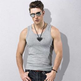 European and American men's pure cotton seamless vest men's slim and thin breathable hurdle ice silk sports inner bottoming shirt