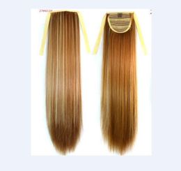 109 Synthetic Ponytail Long Straight Hair 16quot22quot Clip Ponytail Hair Extension Blonde Brown Ombre Hair Tail With Drawstr8018180