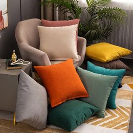 Pillow Modern Nordic Cover Flannel Pillowcase Solid Colour Case Cojines Decor Sofa Throw Pillows 45x45cm