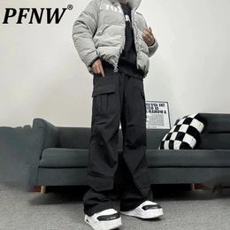 Men's Pants PFNW American Dark Safari Style High Street Streetwear Multi Pocket Straight Casual Cargo Fashion Chic Overalls 12P1459