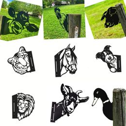 Metal Horse Silhouettes Gardening Fence Garden Decor Outdoors Backyards Statues Ornament Courtyards Lawns Miniatures Decorations 240229