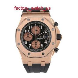 AP Hot Watch Racing Watch Epic Royal Oak Offshore Series 26470OR Rose Gold Black X Panda Plate Crocodile Belt Mens Timekeeping Fashion Leisure Sports Watch